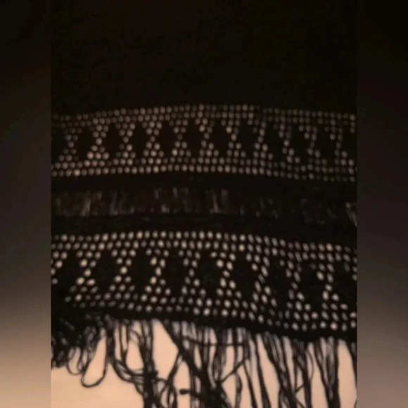 MICHAEL KORS Crochet Fringe Open Front Cardigan  Black Size L - Picture 4 of 7